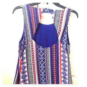 Royal blue, pink, and red patterned Takara dress